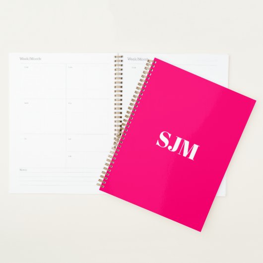 Minimalistische moderne hot roze monogram initiale planner (Display)