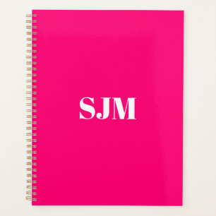 Minimalistische moderne hot roze monogram initiale planner
