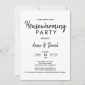 Minimalistische moderne housewarming party zwart e kaart (Voorkant)