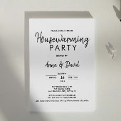 Minimalistische moderne housewarming party zwart e kaart