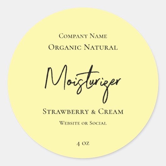 Minimalistische moderne huidverzorging geel Produc Ronde Sticker (Voorkant)