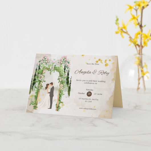 Minimalistische moderne huwelijksuitnodiging Kaart (Gele Bloem)