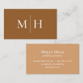 Minimalistische moderne Initialen Monogram Brown Visitekaartje (Voorkant / Achterkant)