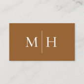 Minimalistische moderne Initialen Monogram Brown Visitekaartje (Voorkant)