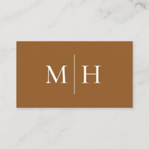 Minimalistische moderne Initialen Monogram Brown Visitekaartje
