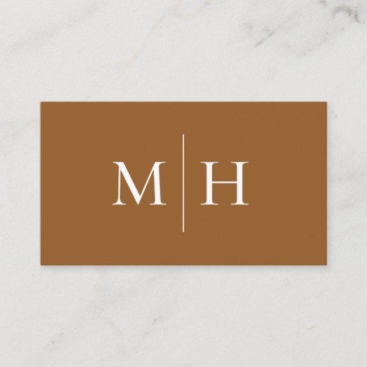 Minimalistische moderne Initialen Monogram Brown Visitekaartje (Voorkant)