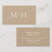 Minimalistische moderne Initialen Monogram Kraft Visitekaartje (Voorkant / Achterkant)