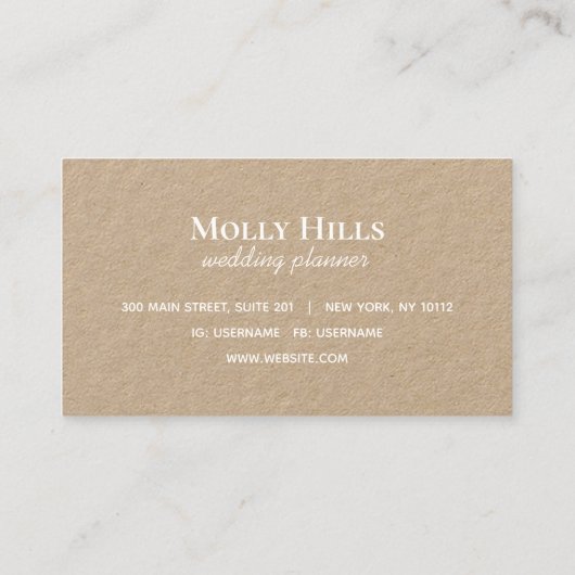 Minimalistische moderne Initialen Monogram Kraft Visitekaartje (Achterkant)