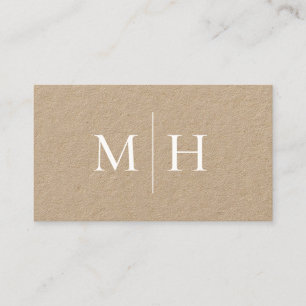 Minimalistische moderne Initialen Monogram Kraft Visitekaartje