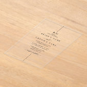 Minimalistische moderne inline monogram bruiloft acryl uitnodigingen (Laagn)