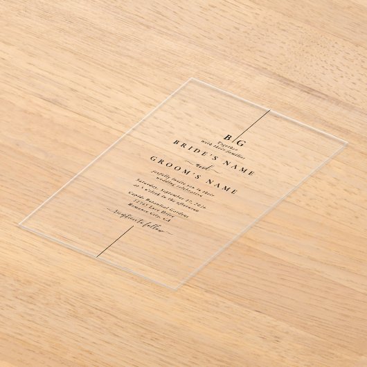 Minimalistische moderne inline monogram bruiloft acryl uitnodigingen (Laagn)