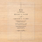 Minimalistische moderne inline monogram bruiloft acryl uitnodigingen (Voorkant)