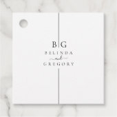 Minimalistische moderne inline monogram bruiloft bedankjes labels (Voorkant)