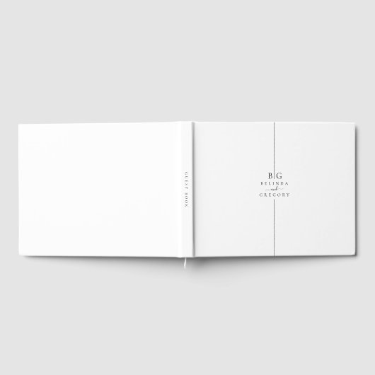 Minimalistische moderne inline monogram bruiloft gastenboek (Volledig)