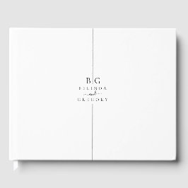 Minimalistische moderne inline monogram bruiloft gastenboek