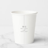 Minimalistische moderne inline monogram bruiloft papieren bekers (Achterkant)