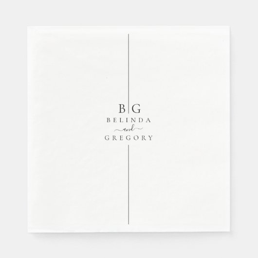 Minimalistische moderne inline monogram bruiloft servet (Voorkant)