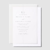 Minimalistische moderne inline monogram bruiloft vellum uitnodigingen (Offset)