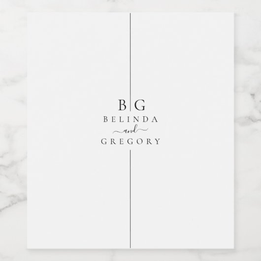 Minimalistische moderne inline monogram bruiloft wijn etiket (Enkel label)