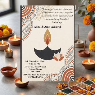 Minimalistische moderne Japandi terracotta Diwali Kaart