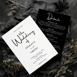 Minimalistische moderne kalligrafie All-in-One Wed Kaart