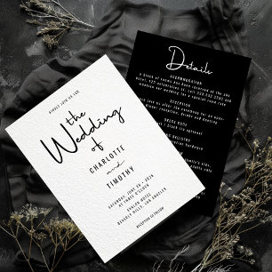 Minimalistische moderne kalligrafie All-in-One Wed Kaart