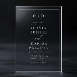 Minimalistische moderne kalligrafie bruiloft acryl uitnodigingen