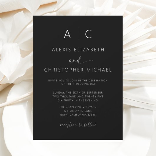 Minimalistische moderne kalligrafie bruiloft kaart