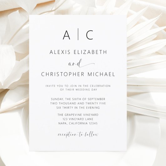 Minimalistische moderne kalligrafie bruiloft kaart