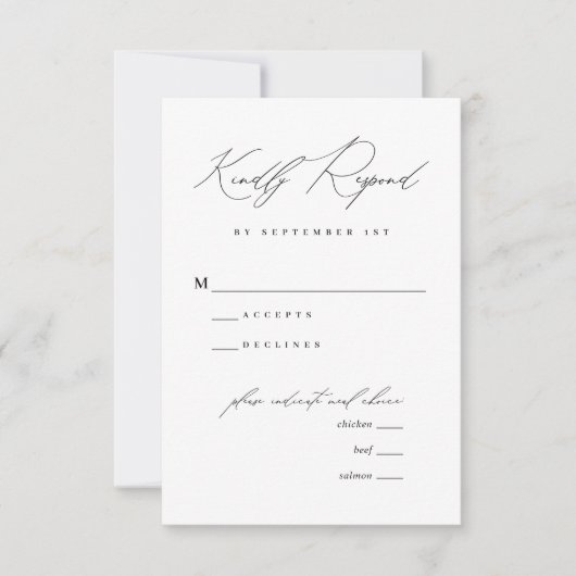 Minimalistische moderne kalligrafie bruiloft menu (Voorkant)