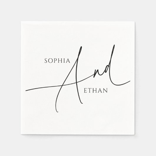 Minimalistische moderne kalligrafie bruiloft servet (Voorkant)