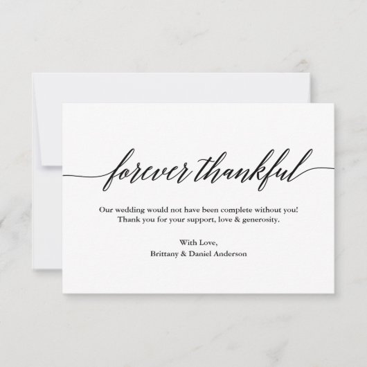 Minimalistische moderne kalligrafie bruiloft voor  bedankkaart (Voorkant)