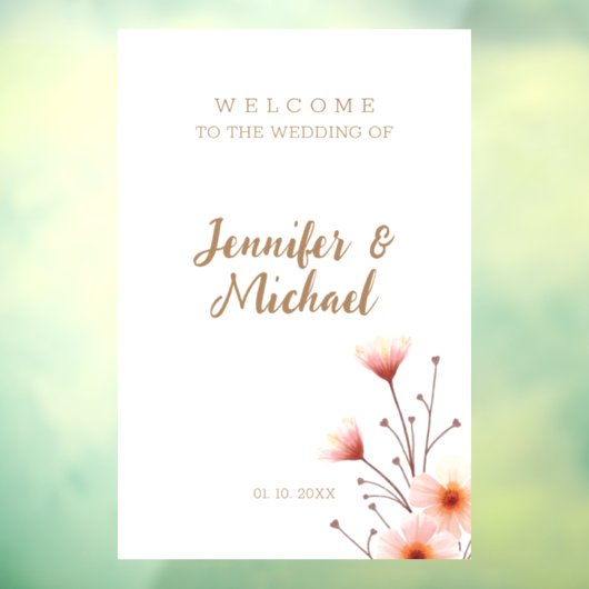 Minimalistische moderne kalligrafie bruiloft welko raamsticker (Vel 3)