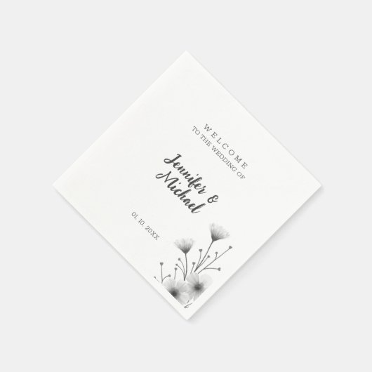 Minimalistische moderne kalligrafie bruiloft welko servet (Hoek)