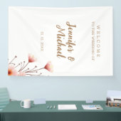 Minimalistische moderne kalligrafie bruiloft welko spandoek (Beurs)
