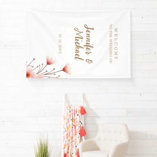 Minimalistische moderne kalligrafie bruiloft welko spandoek (Insitu)