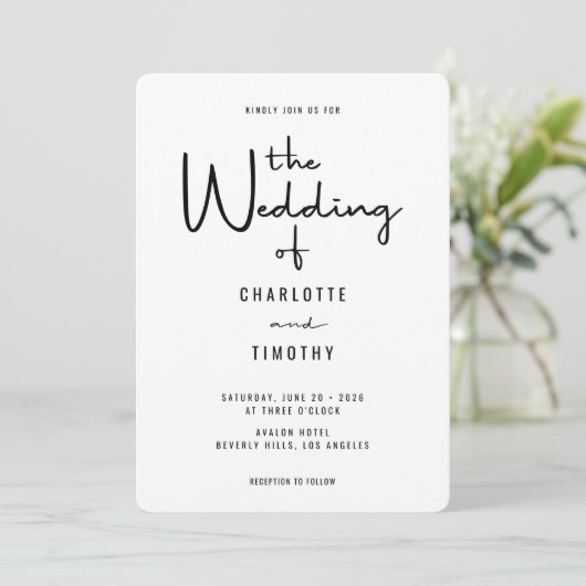 Minimalistische moderne kalligrafie Details Bruilo Kaart (Staand voorkant)