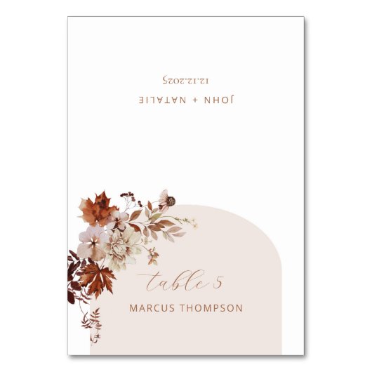 Minimalistische moderne kalligrafie herfst plaats kaart (Voorkant)