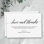 Minimalistische moderne kalligrafie liefde Bedankt<br><div class="desc">Modern Elegant Mooi maar Eenvoudig Minimalistisch Kalligrafie Liefde en Bedankt Bruiloft Dank U Platte Nota Kaart</div>