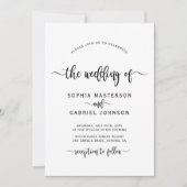 Minimalistische moderne kalligrafie QR-code bruilo Kaart (Voorkant)