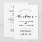 Minimalistische moderne kalligrafie QR-code bruilo Kaart (Voorkant / Achterkant)