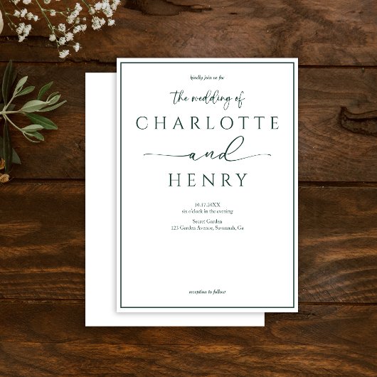 Minimalistische moderne kalligrafie script  Huweli Kaart