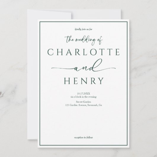 Minimalistische moderne kalligrafie script  Huweli Kaart (Voorkant)