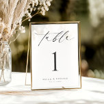 Minimalistische moderne kalligrafie tafel nummer K Kaart<br><div class="desc">Verhoog uw bruiloftsdecor met deze minimalistische moderne kalligrafie tafel nummer Kaart, ontworpen om eenvoud te mengen met elegantie. Met een strak zwart-wit ontwerp en een sierlijk kalligrafiescript voegt deze kaart een chique, moderne toets toe aan uw tafelinstellingen. Eenvoudig aan te passen met de door u gekozen tafelnummers, het is de...</div>