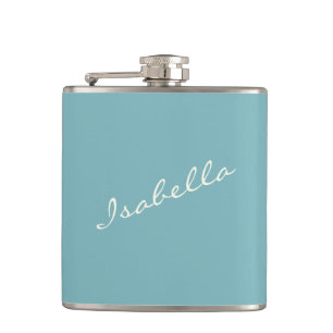 Minimalistische moderne kalligrafie Teal naam brui Heupfles
