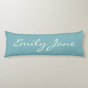 Minimalistische moderne kalligrafie turquoise naam lichaamskussen