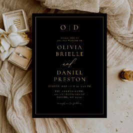 Minimalistische Moderne Kalligrafie Zwart Goud Huw Kaart