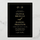 Minimalistische moderne kalligrafie zwart wit brui folie uitnodiging (Voorkant)