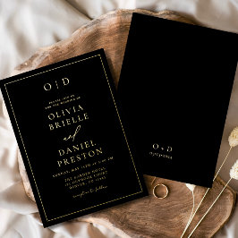 Minimalistische moderne kalligrafie zwart wit brui folie uitnodiging