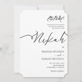 Minimalistische moderne kalligrafie Zwart-wit Nika Kaart (Voorkant)